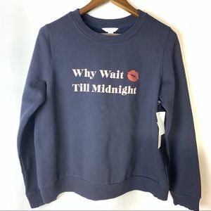 1901 Graphic Navy Blue Fleece Lined Sweatshirt L NWT